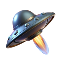 Flying Saucer Spacecraft 3D Render A dynamic depiction of a flying saucer navigating the cosmos, captured in a stunning three-dimensional render. png