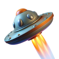Flying Saucer Spacecraft Propulsion A dynamic 3D render of a flying saucer, capturing the essence of extraterrestrial adventure and advanced technology. png