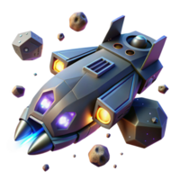 Spaceship in an Asteroid Field Flight in a Thrilling Three Dimensional Scene of Adventure png