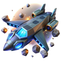Asteroid Field Starship A dynamic depiction of a starship navigating a world of asteroid fields, capturing the essence of space exploration in a digital world. png
