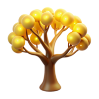 Golden Tree Abstract Three Dimensional Render in a Creative Scene of Design png