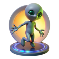 Alien Arrival 3D Render A dynamic 3D render of an alien arrival, capturing the essence of extraterrestrial adventure and intense action. png