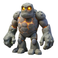 Stone Golem 3D Render A dynamic depiction of a golem navigating a world of stones, captured in a stunning three-dimensional render. png