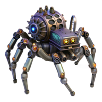 Steampunk Spider Robot Design A futuristic spider crafted in a steampunk design, navigating the digital web with precision. png