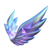 Crystalline Wings 3D Render A radiant depiction of wings crafted from crystals, captured in a stunning three-dimensional render. png