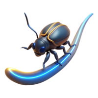 Cyber Beetle on a Glowing Path in a Futuristic Three Dimensional Scene of Design png