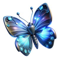 Cybernetic Butterfly Digital Wings A futuristic 3D depiction of a cybernetic butterfly, showcasing its advanced mechanical design and vibrant colors. png