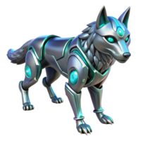 Cybernetic Wolf Digital Creature Art A futuristic wolf crafted as a digital design, navigating the digital forest with precision. png