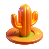 3D Cartoon Cactus Render A playful depiction of a cactus brought to life in a whimsical three-dimensional render. png