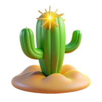 Glowing Cactus in Desert A radiant cactus navigating the digital desert, its surface glowing with vibrant colors in a stunning render. png