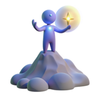 Three Dimensional Render Figure Holding Star in a Whimsical Scene of Enchantment png