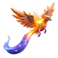 Magical Firebird with a Glowing Tail in a Majestic Three Dimensional Scene of Enchantment png