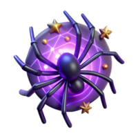 Glowing Spider Web 3D Render A radiant web navigating a world of spiders, its surface glowing with vibrant colors in a digital world. png