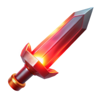 Glowing Red Crystal Sword as a Legendary Weapon of Power png