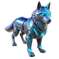 Cybernetic Wolf Futuristic Canine A futuristic wolf crafted as a robotic canine, navigating the digital realm with precision. png