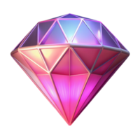 Glowing Pink Gem 3D Render A radiant gem navigating a world of pink, its surface glowing with vibrant colors in a digital world. png