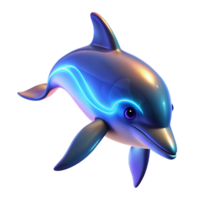 Glowing Dolphin 3D Render A dynamic depiction of a dolphin glowing with vibrant colors, navigating the digital ocean. png