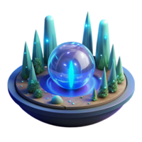 Mystical Crystal Sphere in Enchanted Grove in a Magical Three Dimensional Scene of Fantasy png