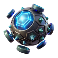 Glowing Crystal Core Orb A radiant orb navigating a world of crystal cores, its surface glowing with vibrant colors in a digital world. png