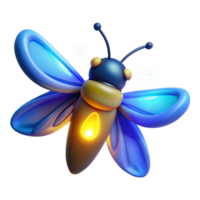 Glowing Firefly 3D Render A luminous 3D depiction of a firefly, highlighting its glowing features and enchanting presence. png
