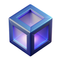 Glowing Cube 3D Render A radiant cube crafted from glowing materials, illuminating the digital realm with its vibrant light. png