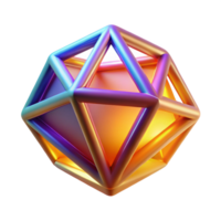 Iridescent Geometric Structure A radiant structure crafted in a geometric design, its surface shimmering with iridescent colors in a digital world. png