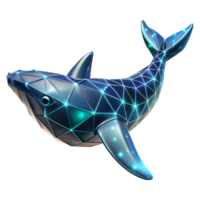 Digital Whale Polygonal Ocean Creature in a Futuristic Three Dimensional Scene of Design png