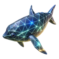 Low Poly Shark 3D Model A minimalist 3D model of a shark, designed with low-poly features for a unique and stylized look. png