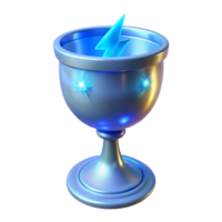 Glowing Chalice with Lightning A luminous 3D depiction of a chalice with lightning, highlighting its glowing features and enchanting presence. png