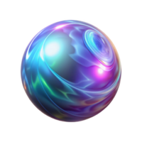 Abstract iridescent sphere, glowing A dynamic depiction of a sphere glowing with iridescent colors, captured in abstract three-dimensional art. png