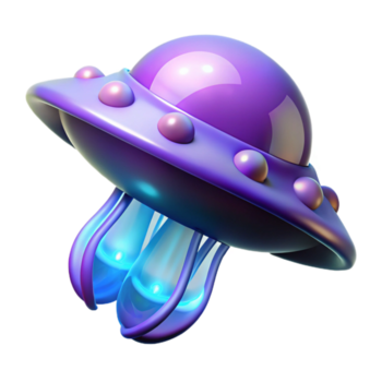 brilhando roxa UFO nave espacial uma vibrante 3d representação do uma roxa UFO nave espacial, capturando Está dinâmico Projeto e extraterrestre elementos. png