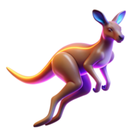 Neon Kangaroo Leaping in a Vibrant Three Dimensional Render of Motion png