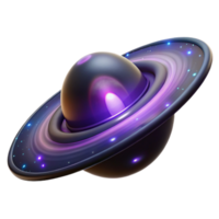 Cosmic Ringed Planet 3D Render - A mystical 3D render of a planet with cosmic rings capturing its celestial beauty and ethereal presence png