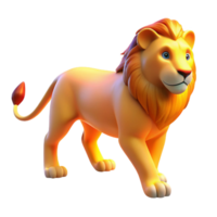 Cute Cartoon Lion 3D Render An adorable lion brought to life in a whimsical three-dimensional cartoon style, navigating the digital savannah. png