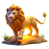 Cute 3D Lion Cub on Hilltop An adorable lion cub navigating a world of hilltops, captured in a whimsical three-dimensional render. png