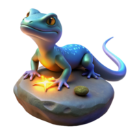Cute Lizard on a Rock with a Star in a Charming Three Dimensional Scene of Nature png