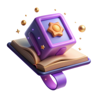 Magic Book Cube in a Three Dimensional Render of Enchantment png