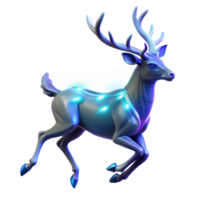 Glowing Deer in Motion A dynamic depiction of a deer navigating the digital forest, its fur glowing with vibrant colors in a stunning render. png