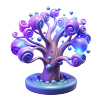 Whimsical Swirl Tree 3D Render - A whimsical 3D render of a swirl tree capturing its magical atmosphere and enchanting design png