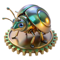 Metallic Insect Gear Robot A futuristic 3D model of a metallic insect gear robot, showcasing its advanced design and mechanical features. png