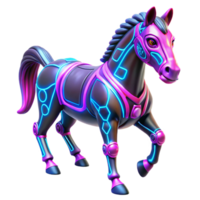 Neon Horse Cybernetic Equine Art - A futuristic depiction of a horse with neon elements showcasing advanced mechanical design and sleek features png