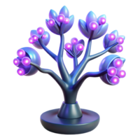 Glowing Bio-Luminescent Tree A magical tree glowing with bioluminescent light, illuminating the digital forest with its vibrant glow. png