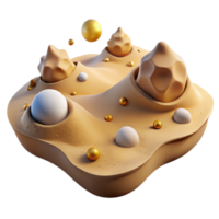Abstract 3D Sand Dune with Spheres - A conceptual 3D artwork featuring abstract sand dunes with spheres creating a dynamic and modern visual composition png