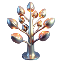 Glowing Metal Tree Sculpture - A stunning sculpture of a tree crafted in metal with glowing elements creating a mystical and modern presence png