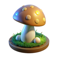 Cute 3D Mushroom with Eggs - A whimsical 3D render of a mushroom with eggs capturing its playful and enchanting presence png