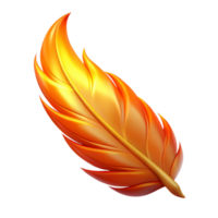 Fiery Feather 3D Render A radiant feather ablaze with vibrant colors, captured in a stunning three-dimensional render. png