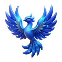 Glowing Blue Phoenix Fantasy Bird in a Majestic Three Dimensional Scene of Beauty png