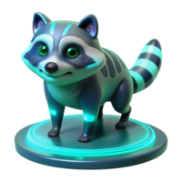 Cybernetic Raccoon 3D Model A futuristic raccoon crafted as a robotic design, navigating the digital forest with precision. png
