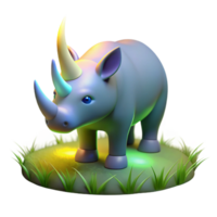 Cute Cartoon Rhino 3D Model An endearing 3D model of a cartoon rhinoceros, designed with exaggerated features for a charming effect. png