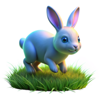 Cute Bunny in Green Grass An adorable bunny navigating a field of green grass, capturing the charm of nature in a digital form. png